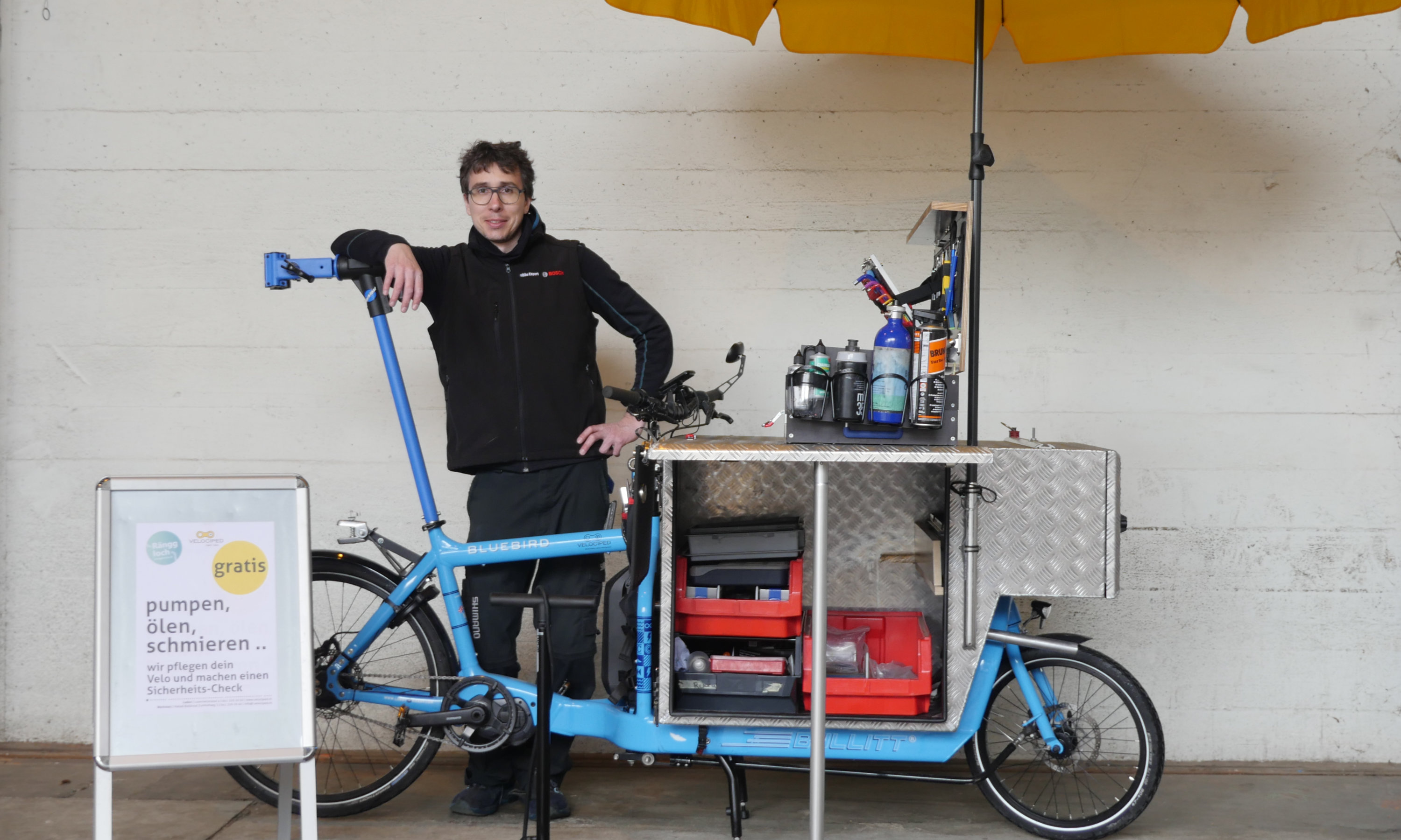 mit der mobilen Werkstatt an 5 Standorten in der Stadt